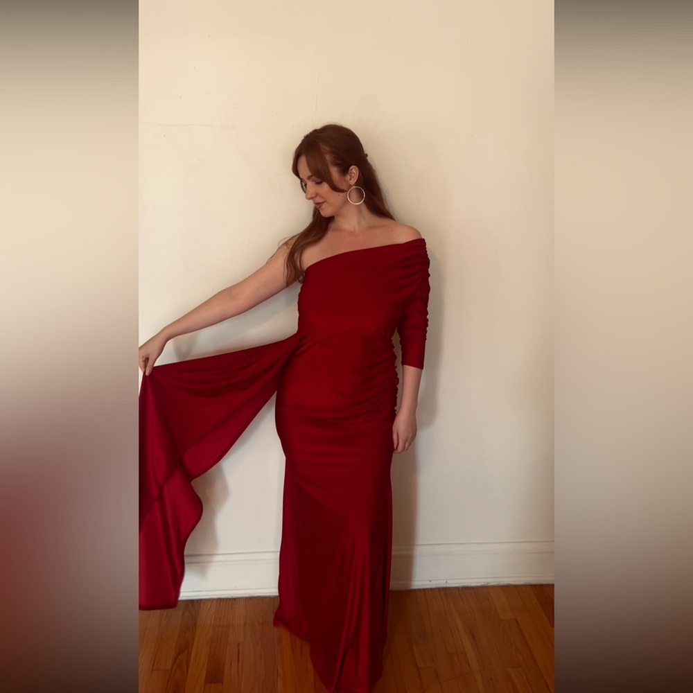 Elegant Red Off-Shoulder Gown